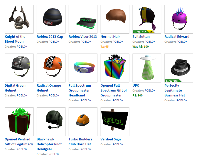what are roblox limited items